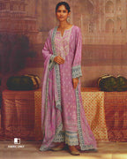 Casa Talec Purple Muslin Digital Print With Dori Embroidery Work Unstitched Dress Material