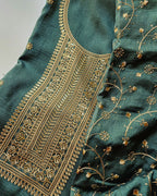 Metal Deluxe Green Premium Silk Unstitched Salwar Material