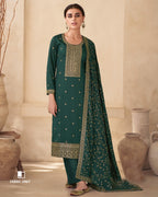 Metal Deluxe Green Premium Silk Unstitched Salwar Material