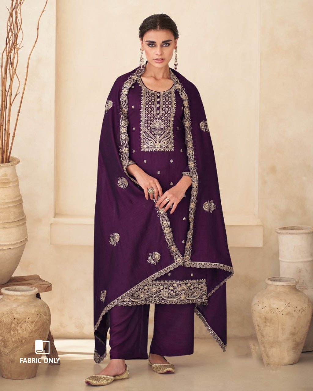 Grape Purple Premium Silk Unstitched Salwar Material