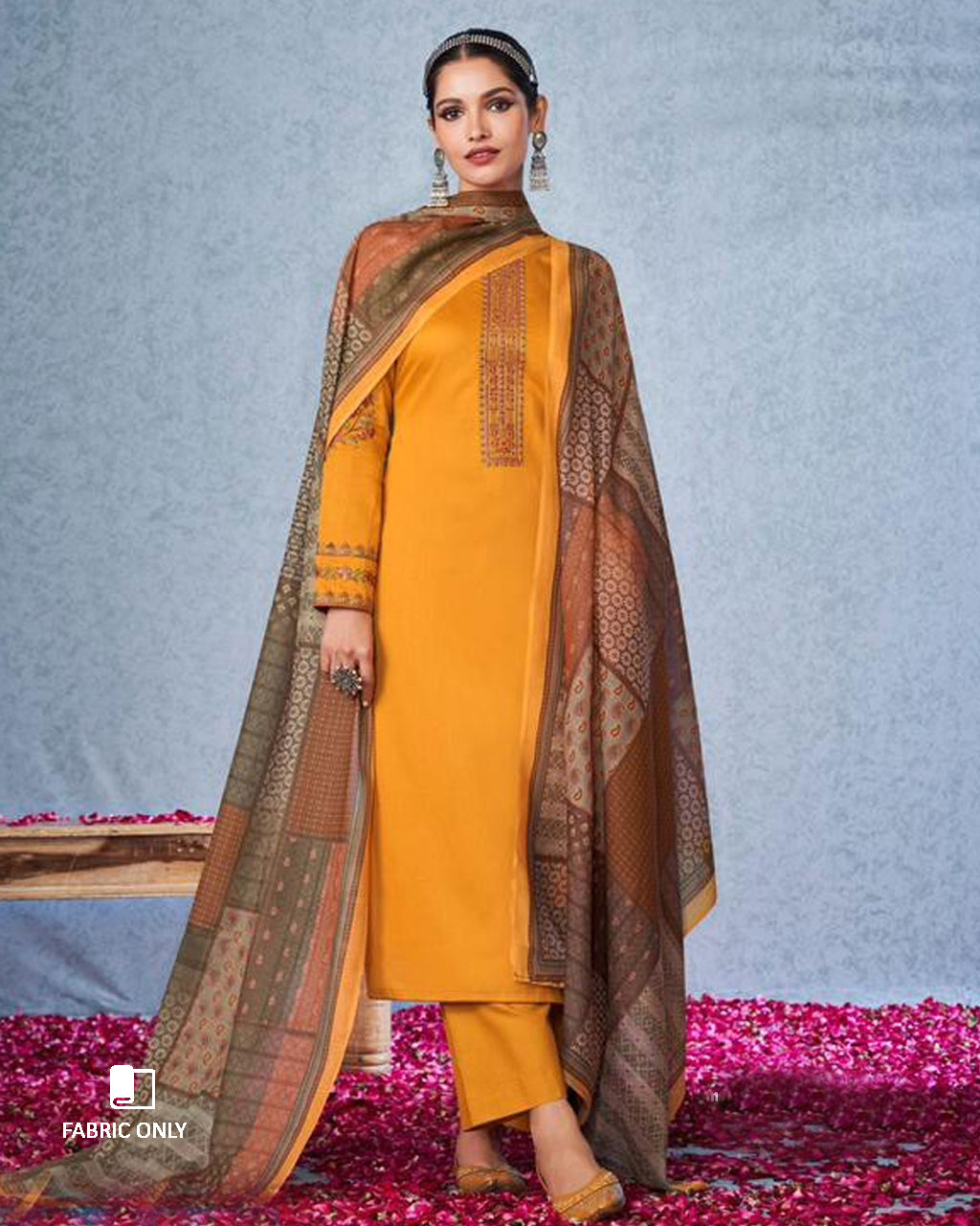 Uplifting Yellow Unstitched Satin Designer Dress Fabric