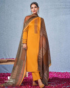 Uplifting Yellow Unstitched Satin Designer Dress Fabric