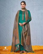 Elf Green Unstitched Satin Designer Dress Fabric