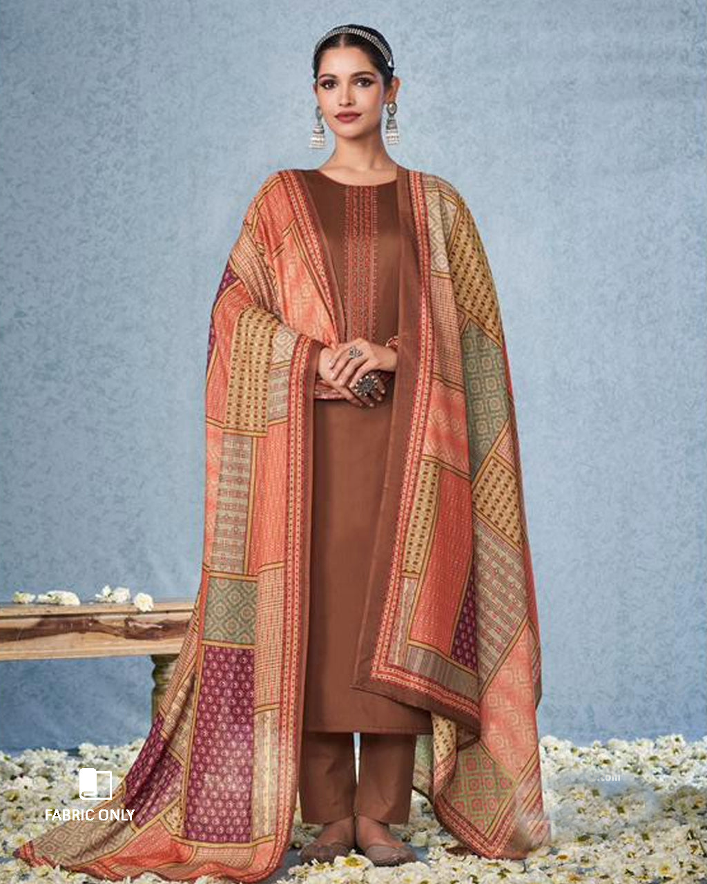 Spicy Mix Unstitched Satin Designer Dress Fabric