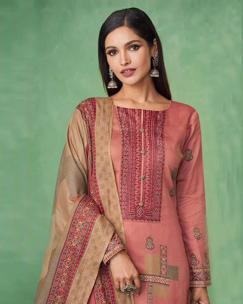 Pinkadelic Unstitched Satin Salwar Suit Material Set