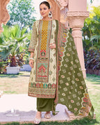 Fulvous Orange & White Jam Cotton Discharge Print Unstitched Dress Material