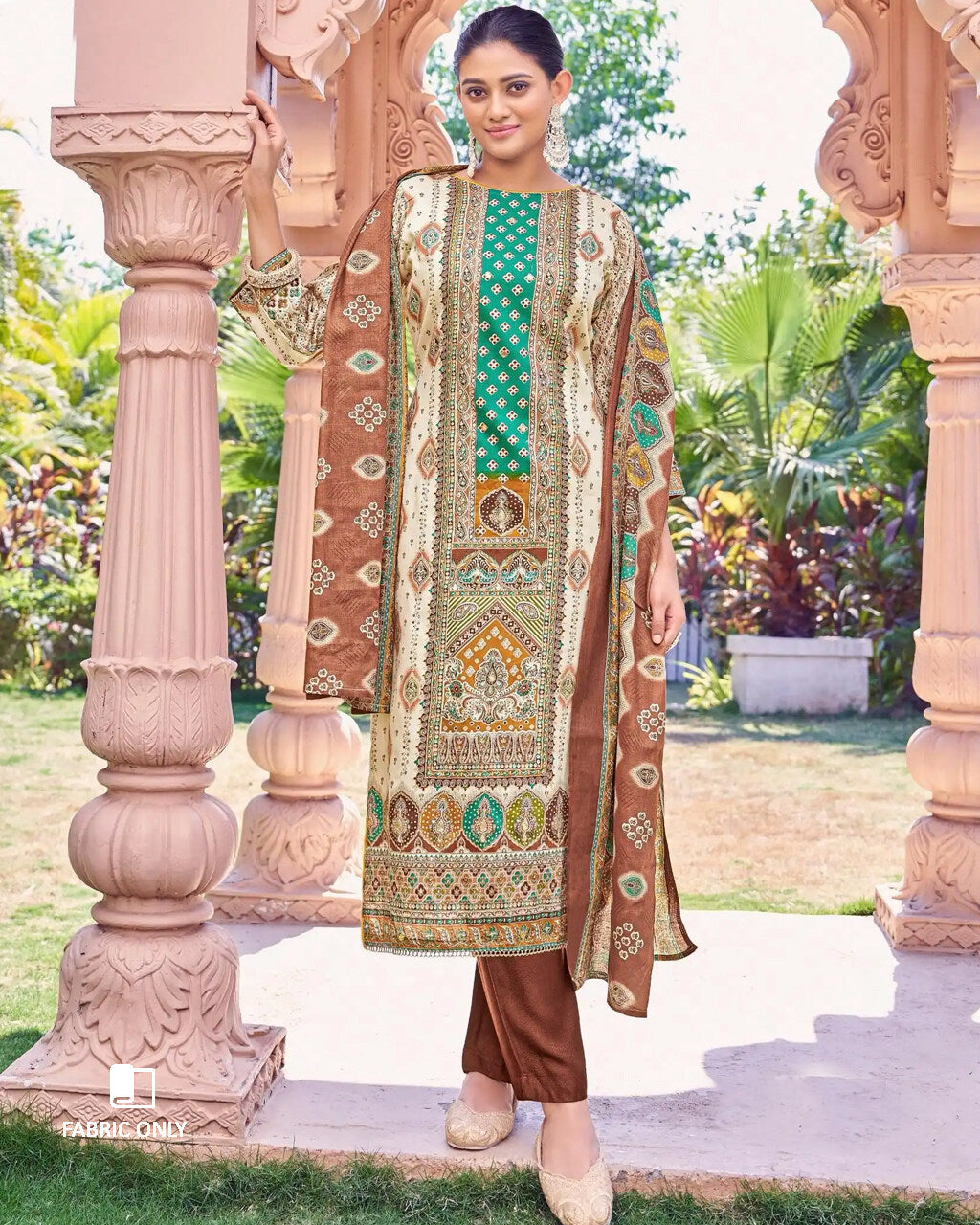 Glass Jar Blue & White Jam Cotton Discharge Print Unstitched Dress Material