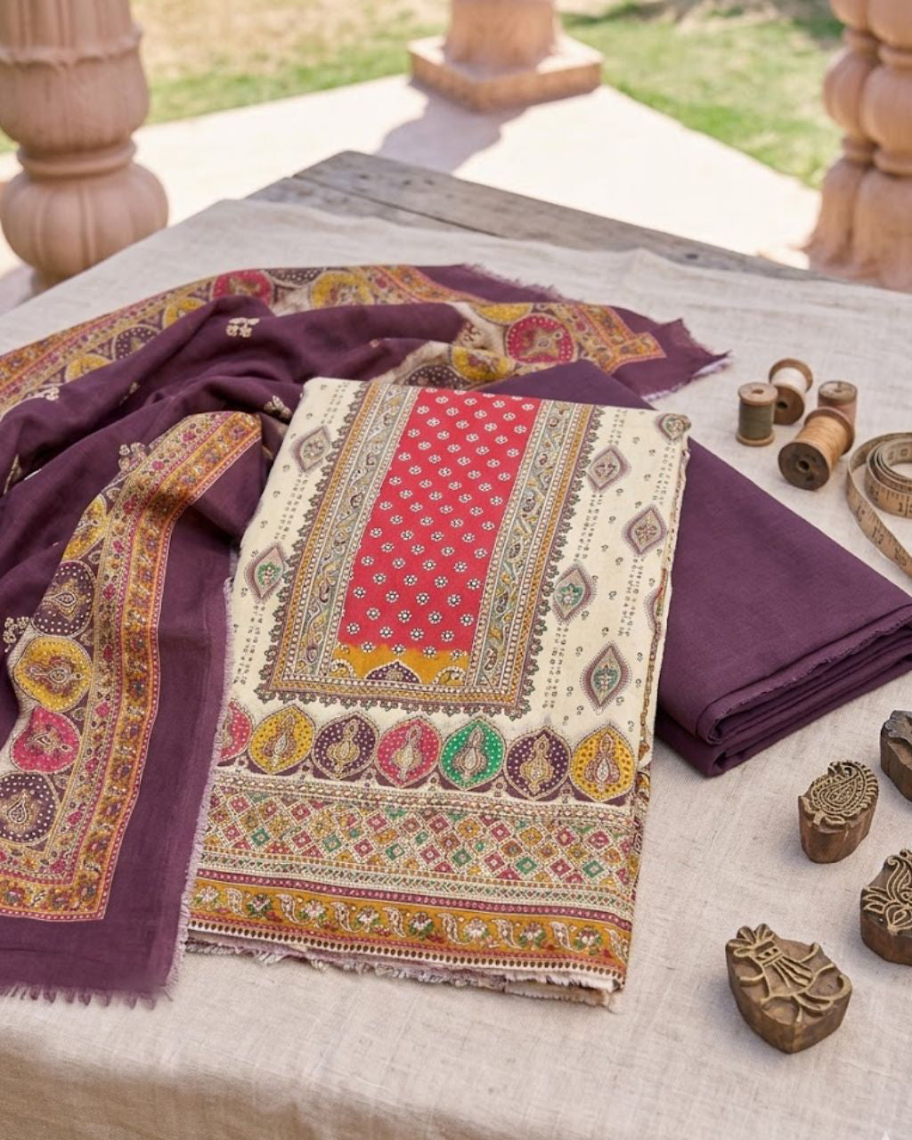 Allura Red & White Jam Cotton Discharge Print Blend of Craft & Comfort