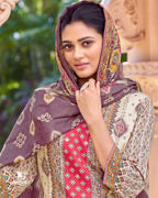 Allura Red & White Jam Cotton Discharge Print Unstitched Dress Material