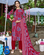 Nigritella Red Bandhani Mirror Viscose Rayon