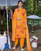 Tangerine Skin Yellow Orange Bandhani Mirror Subtle Sparkle