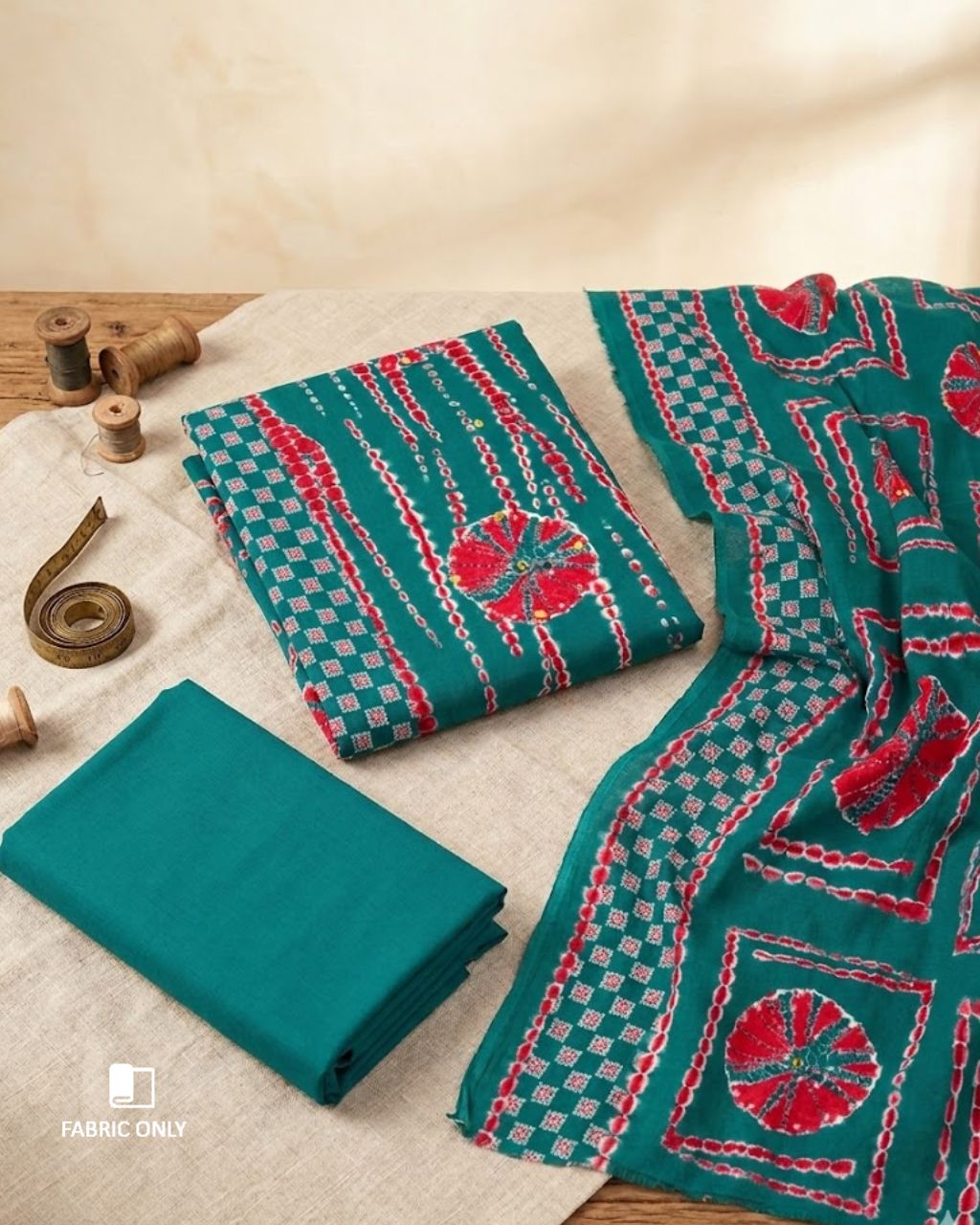 Petrol Blue Viscose Rayon Bandhani Mirror Crafted Graceful Drape