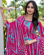 Jazzberry Jam Magenta Red Viscose Rayon Bandhani Print Unstitched Dress Material