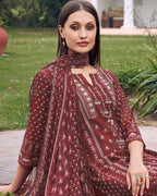 Red Candle Pure Muslin Unstitched Dress Material With Beautiful Rhinestones Work