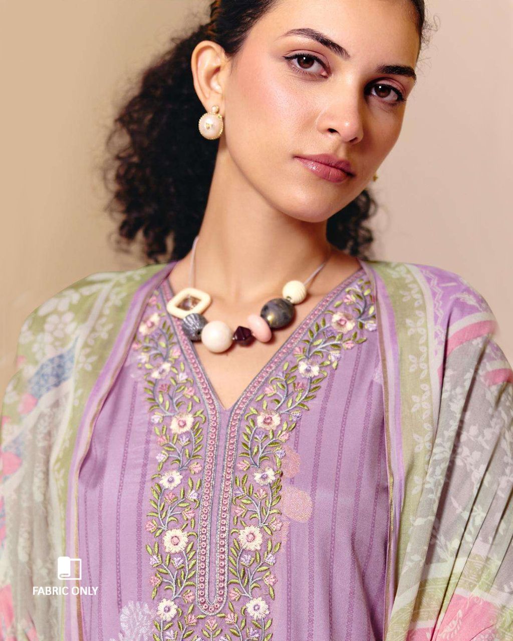 Purception Purple Muslin Digital Print Embroidered Grace Set