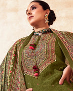 Field Drab Green Bemberg Muslin Silk Khatli Crafted Regal Edit