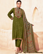 Field Drab Green Bemberg Muslin Silk Khatli Crafted Regal Edit