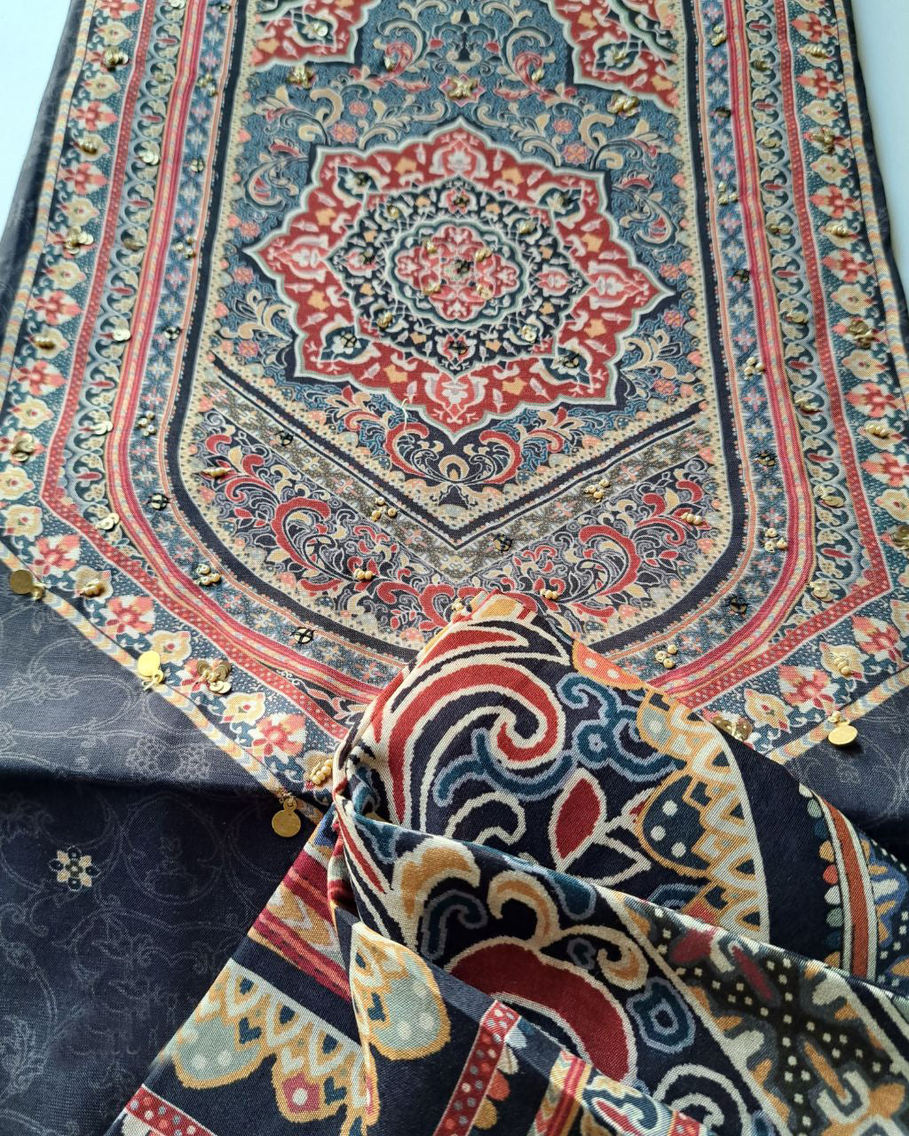 Black Wash Bemberg Muslin Silk Khatli Crafted Midnight Edit