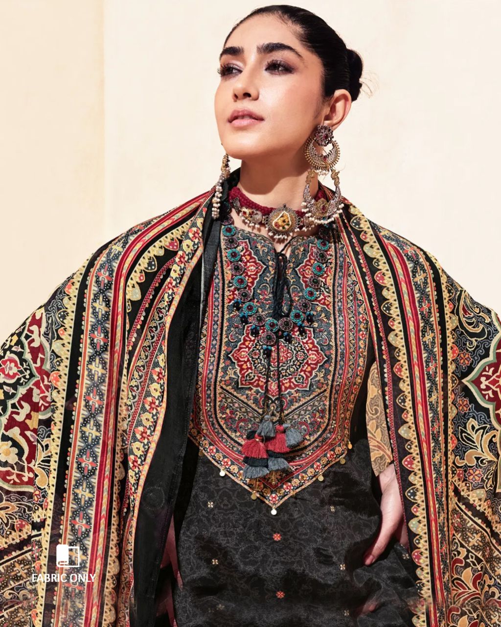Black Wash Bemberg Muslin Silk Khatli Crafted Midnight Edit