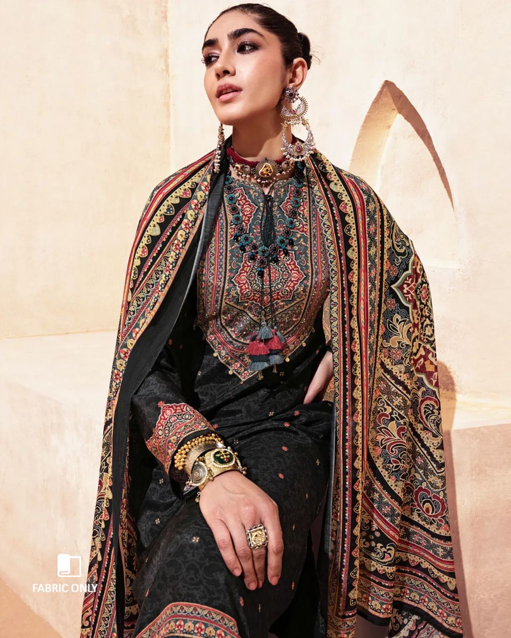 Black Wash Bemberg Muslin Silk Khatli Crafted Midnight Edit