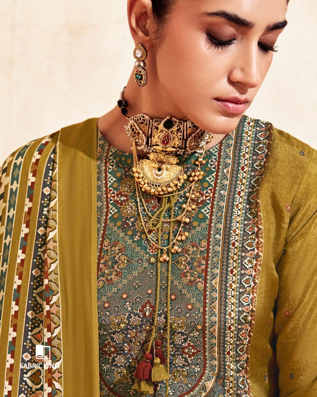 Nugget Gold Bemberg Muslin Silk Khatli Embellished Luxe Story