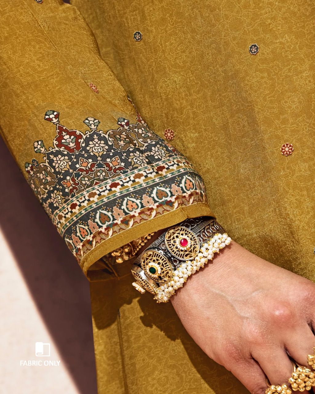 Nugget Gold Bemberg Muslin Silk Khatli Embellished Luxe Story