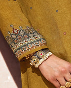 Nugget Gold Bemberg Muslin Silk Khatli Embellished Luxe Story