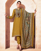 Nugget Gold Bemberg Muslin Silk Khatli Embellished Luxe Story