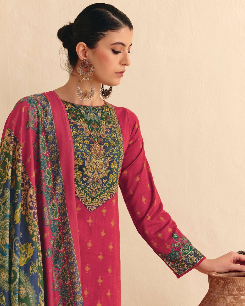 Valentine Red Jam Cotton Khatli Handcrafted Artisanal Detailing