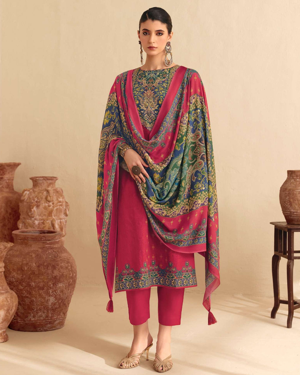 Valentine Red Jam Cotton Khatli Handcrafted Artisanal Detailing