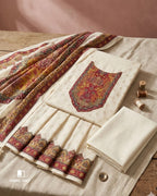 Crystal Cut White Jam Cotton Khatli Hand Crafted Soft Ivory
