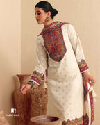 Crystal Cut White Jam Cotton Khatli Hand Crafted Soft Ivory