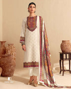 Crystal Cut White Jam Cotton Khatli Hand Crafted Soft Ivory