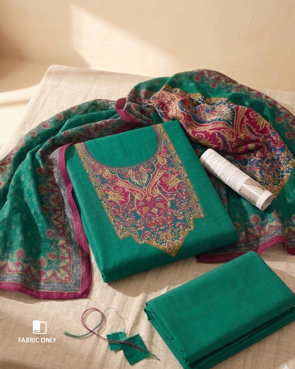 Emerald Spring Green Jam Cotton Khatli Crafted Ethnic Style