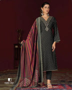 Smoky Charcoal Black Muslin Silk Digital Foil Printed Ensemble