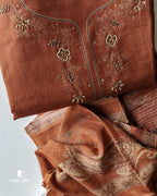 Redridge Brown Viscose Linen Khatli Crafted Artisan Elegance