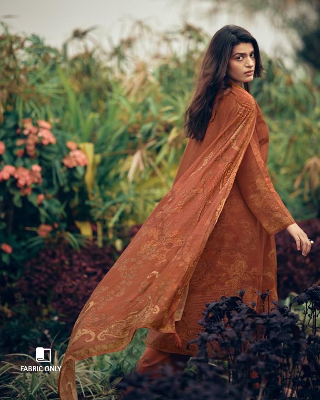 Redridge Brown Viscose Linen Khatli Crafted Artisan Elegance