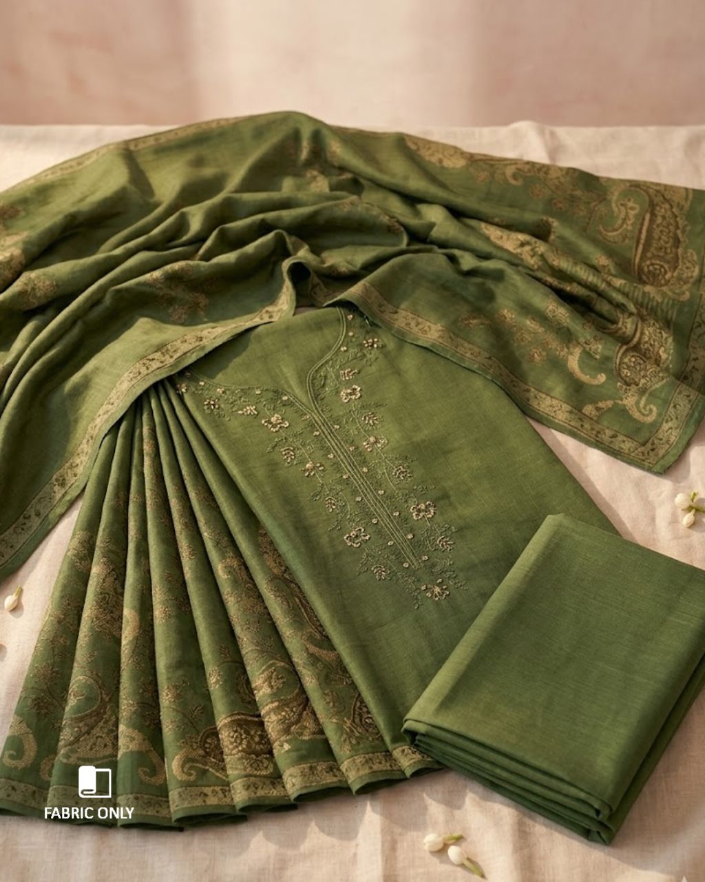 Cub Scout Green Viscose Linen Khatli Crafted Luxe Narrative
