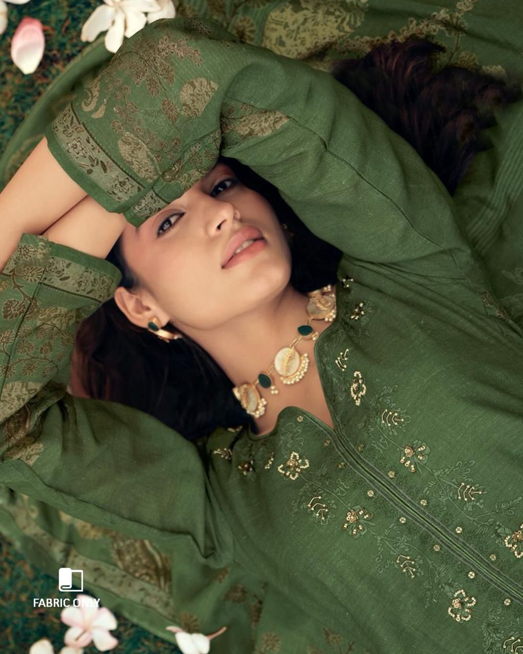 Cub Scout Green Viscose Linen Khatli Crafted Luxe Narrative