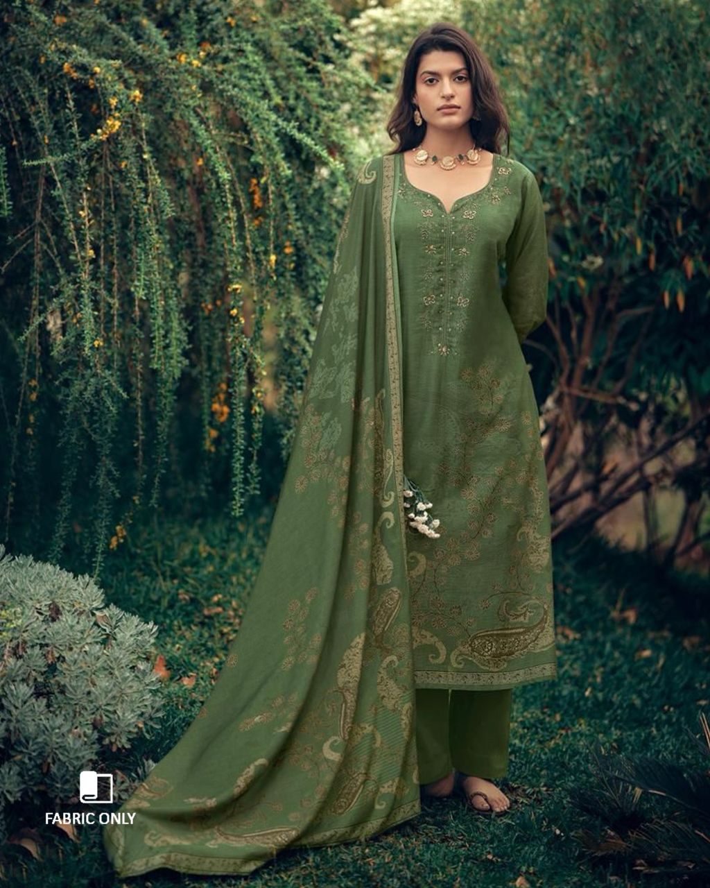 Cub Scout Green Viscose Linen Khatli Crafted Luxe Narrative