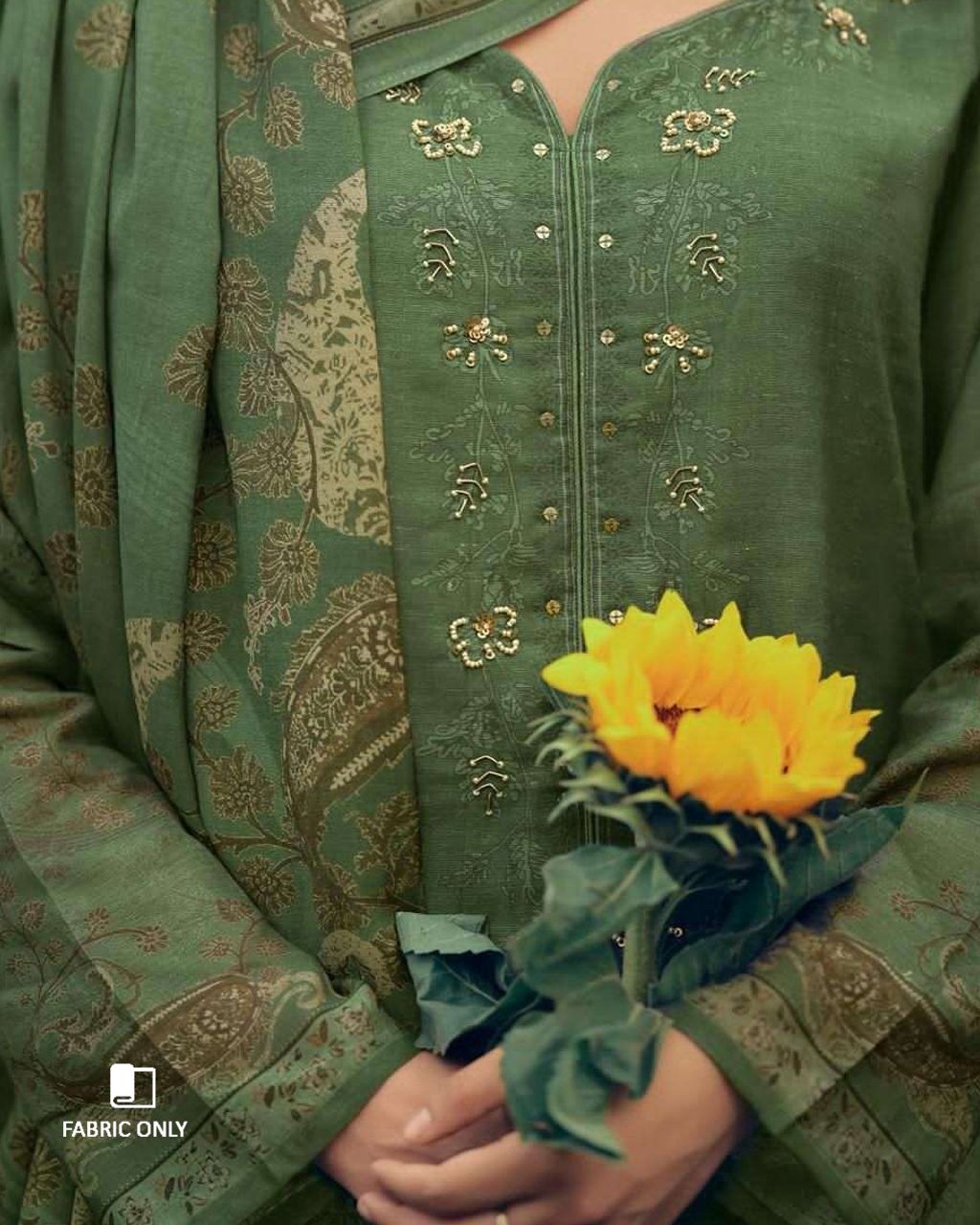 Cub Scout Green Viscose Linen Khatli Crafted Luxe Narrative
