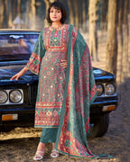 Caribe Blue Viscose Muslin Exclusive Gota Detailing Grace Set
