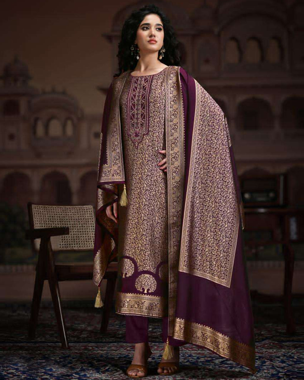 Nectar of the Gods Purple Viscose Silk Jacquard Regal Narrative