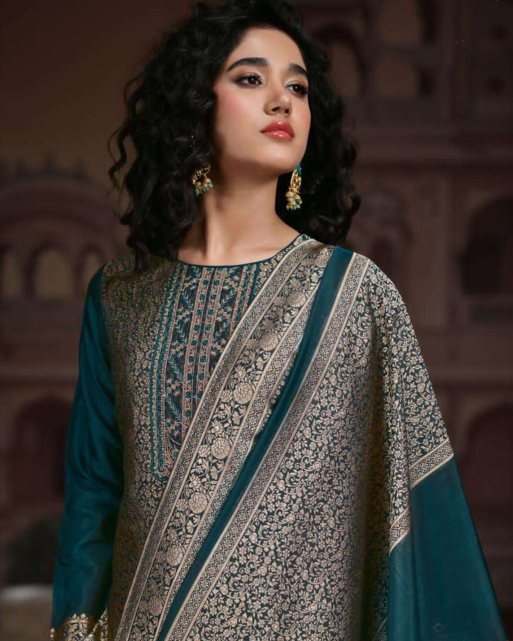Artist Blue Viscose Silk Jacquard Zari Radiance Chapter