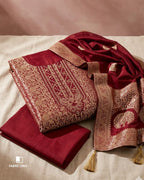 Maroon Oak Viscose Silk Jacquard Zari Regal Edit