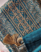 Deep Sea Green Viscose Silk Jacquard Zari Crafted Opus