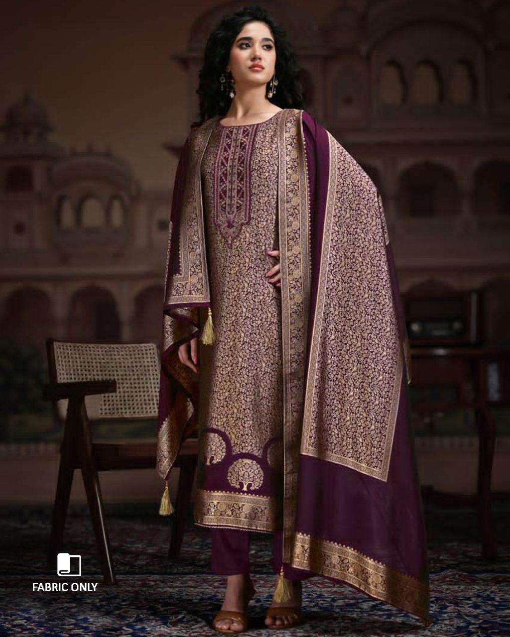 Nectar of the Gods Purple Viscose Silk Jacquard Regal Narrative