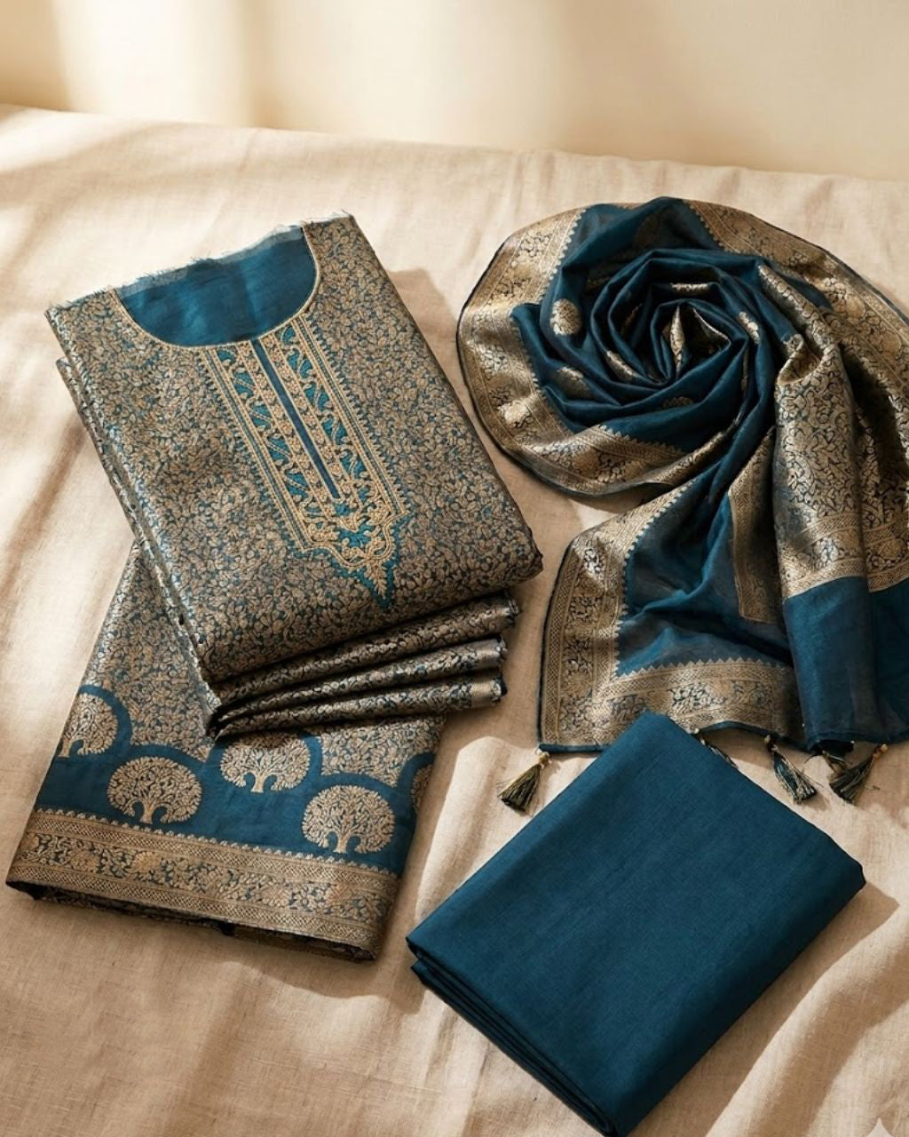 Artist Blue Viscose Silk Jacquard Zari Radiance Chapter