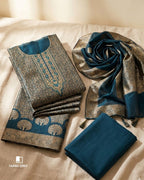 Artist Blue Viscose Silk Jacquard Zari Radiance Chapter