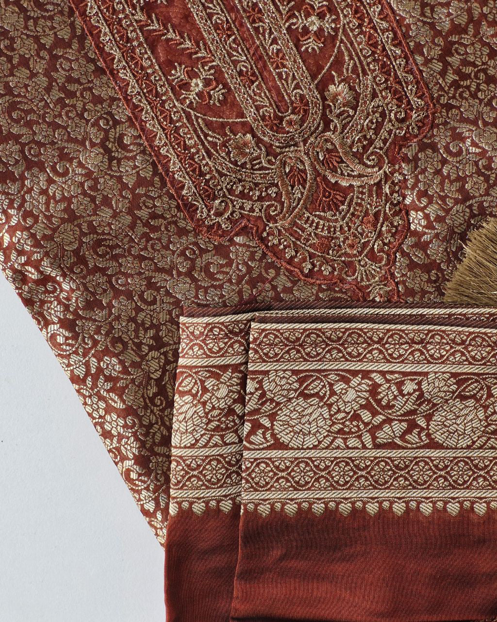 Joyous Red Viscose Silk Jacquard Zari Elegance Craft